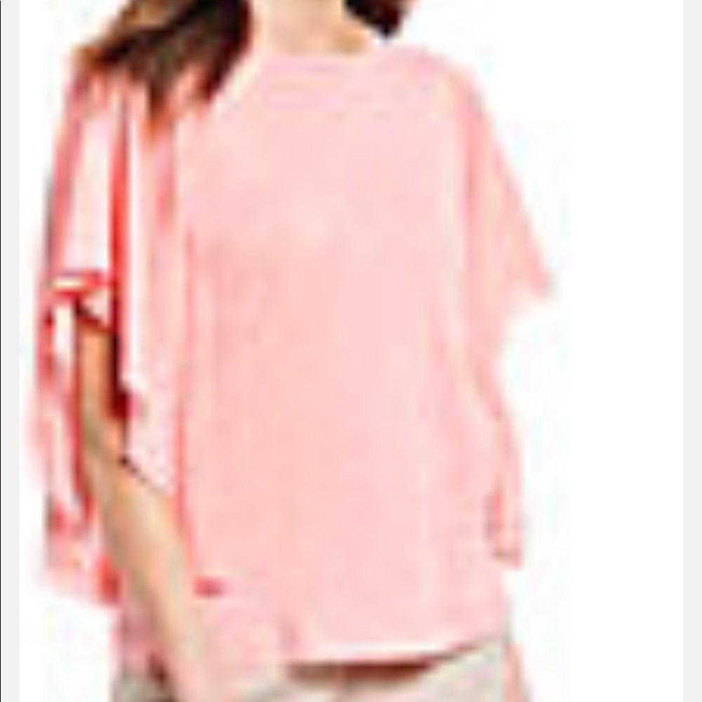 Westbound size L flutter sleeve cotton blend top